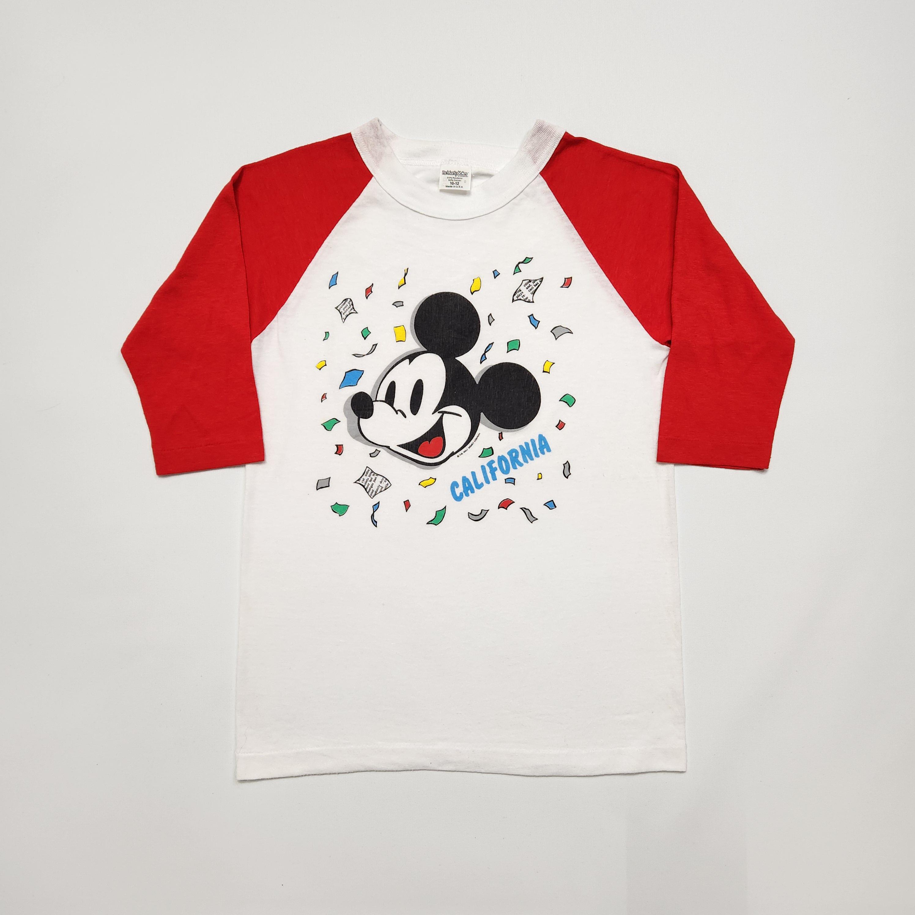 Vintage Mickey Mouse Raglan Tee: 80s 90s Kids Souvenir Top – Made in USA