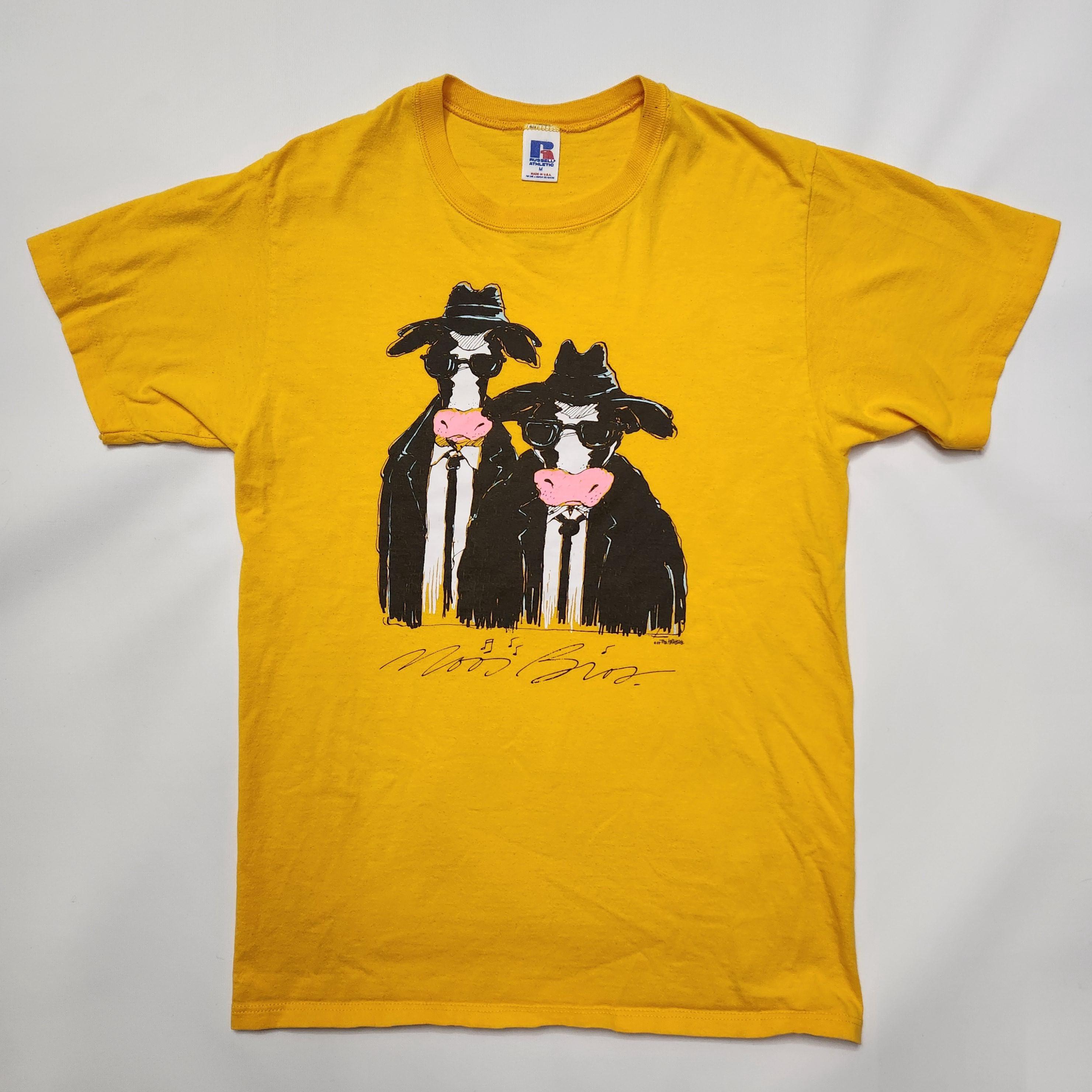 Vintage 90s Moo Bros Cow Parody T-Shirt, Russell Athletic, Made in USA