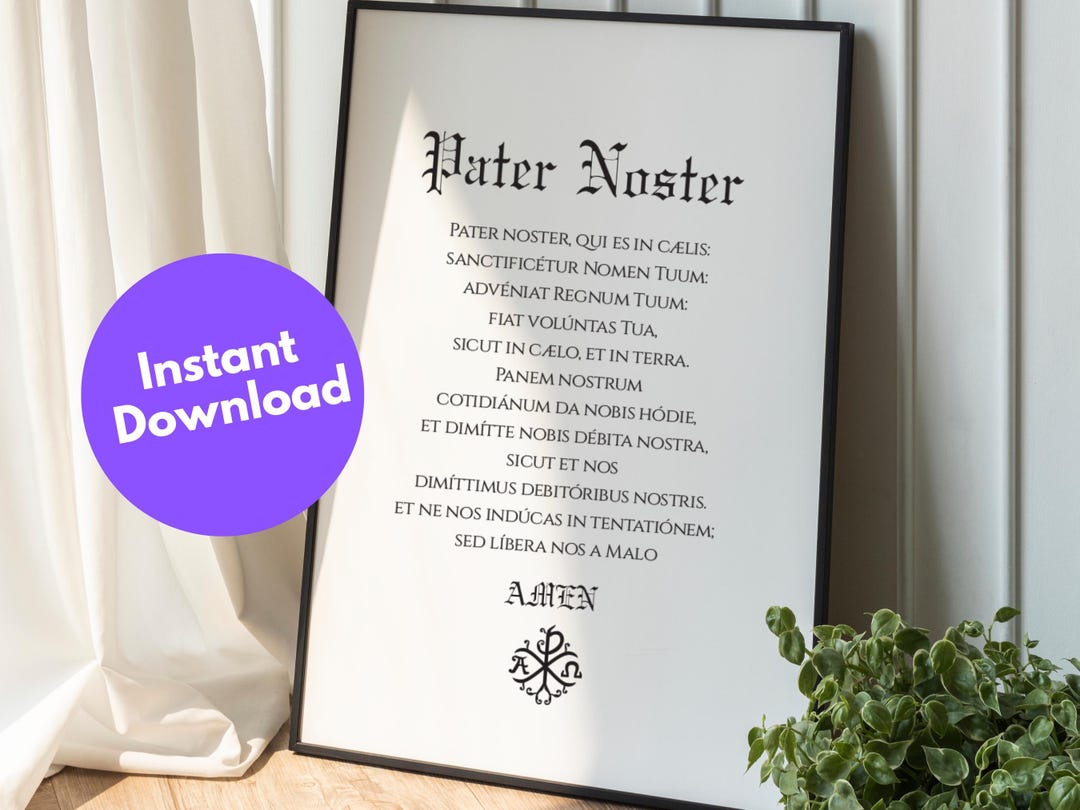 Pater Noster Latin Catholic Prayer, Printable Wall Art, Gothic ...