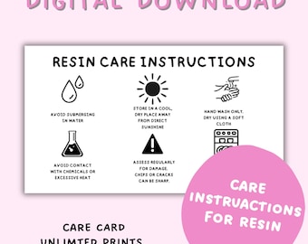 Resin Care Card Printable, Small Business Instructions (Digital Download)