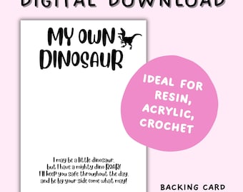 Dinosaur Resin Display Card, Pocket Pal Packaging (Digital Download)