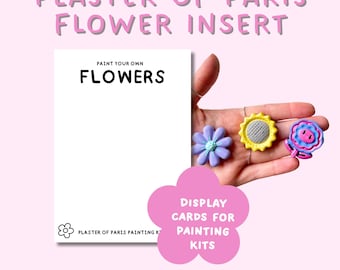 Plaster Of Paris Flower Backing Cards, Painting Kits Display Cards, Printable Inserts For Crafts, Plaster Craft Digital Downloads
