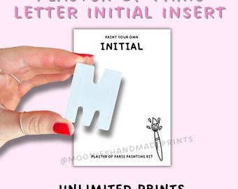 Plaster Of Paris Initial Letter Backing Cards, Painting Kits Display Cards, Printable Inserts For Crafts, Plaster Craft Digital Downloads