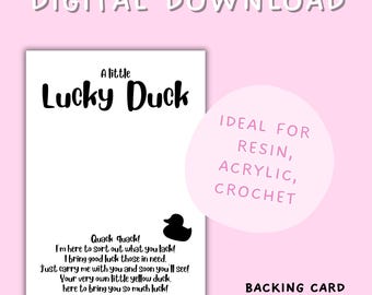 Lucky Duck Backing Card, Resin Card, Duck Backing Card, Resin Display Cards, Lucky Duck PNG, Packaging Card Digital Download
