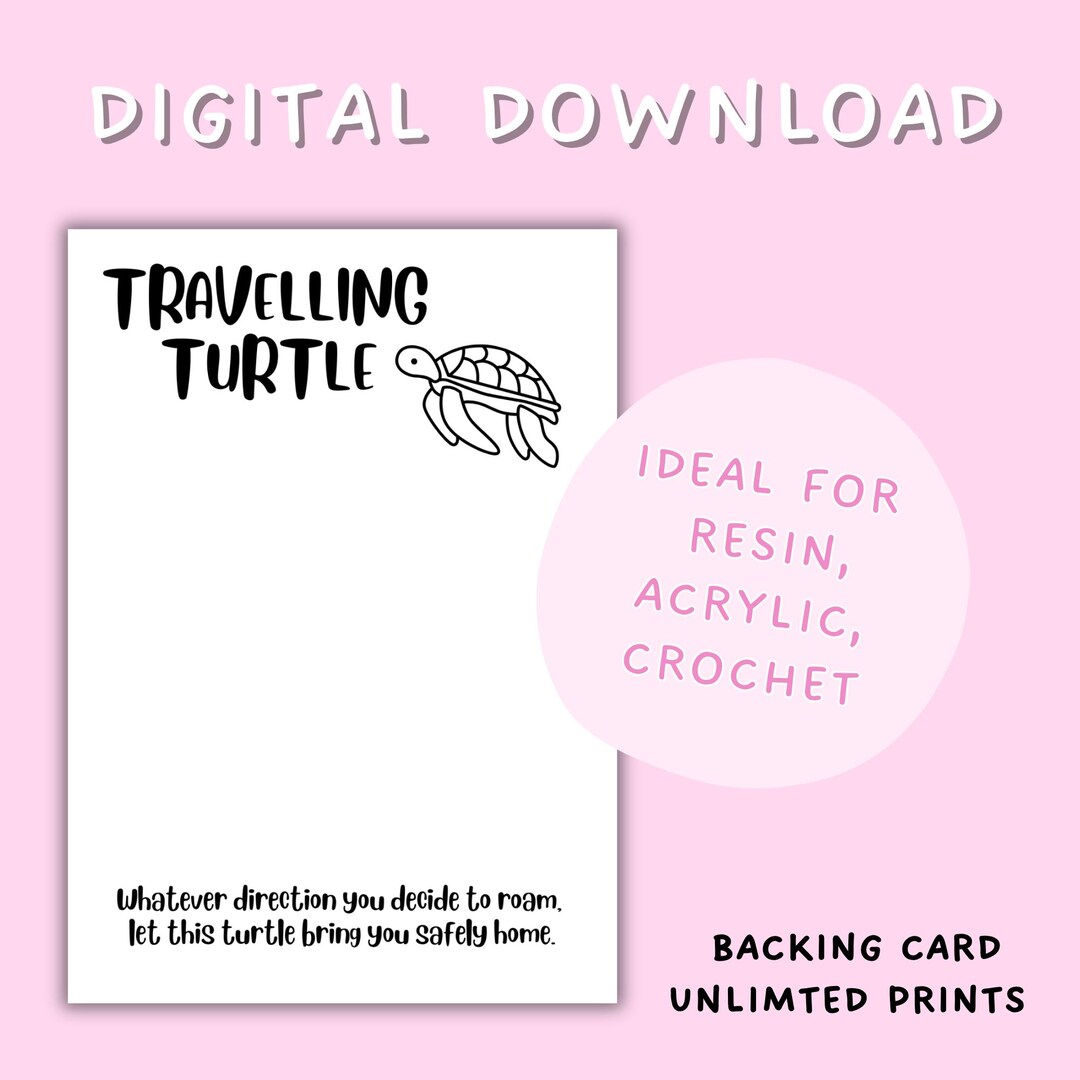 Turtle Shell Card Back Travelling Turtle Backing Card, Display Card (digital Download) - Etsy