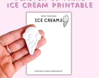 Plaster Of Paris Ice Cream Backing Cards, Painting Kits Display Cards, Printable Inserts For Crafts, Plaster Craft Digital Downloads