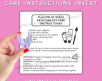 Plaster Of Paris Safety Care Instructions, Painting Kits Display Cards, Printable Inserts For Crafts, Plaster Craft Digital Downloads