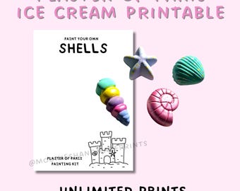 Plaster Of Paris Shell Backing Cards, Painting Kits Display Cards, Printable Inserts For Crafts, Plaster Craft Digital Downloads