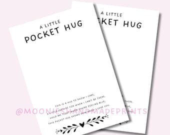 Pocket Hug PNG, Digital Download Backing Cards, Printable Gift Card Insert, Backing Card Printable Download, Printable Card for Hug Tokens