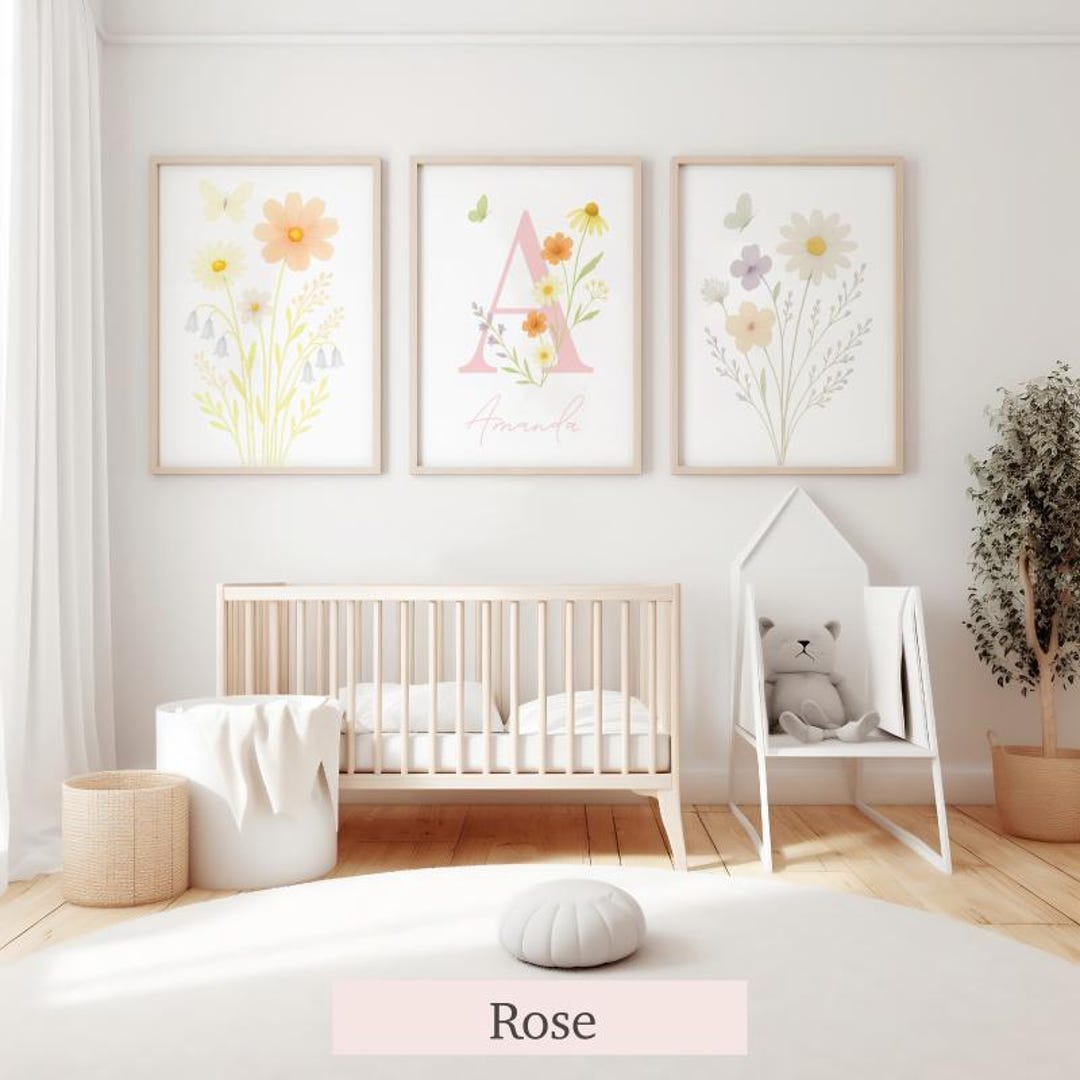 Custom Wildflower Nursery Wall Art Print | Floral Nursery Wall Art ...