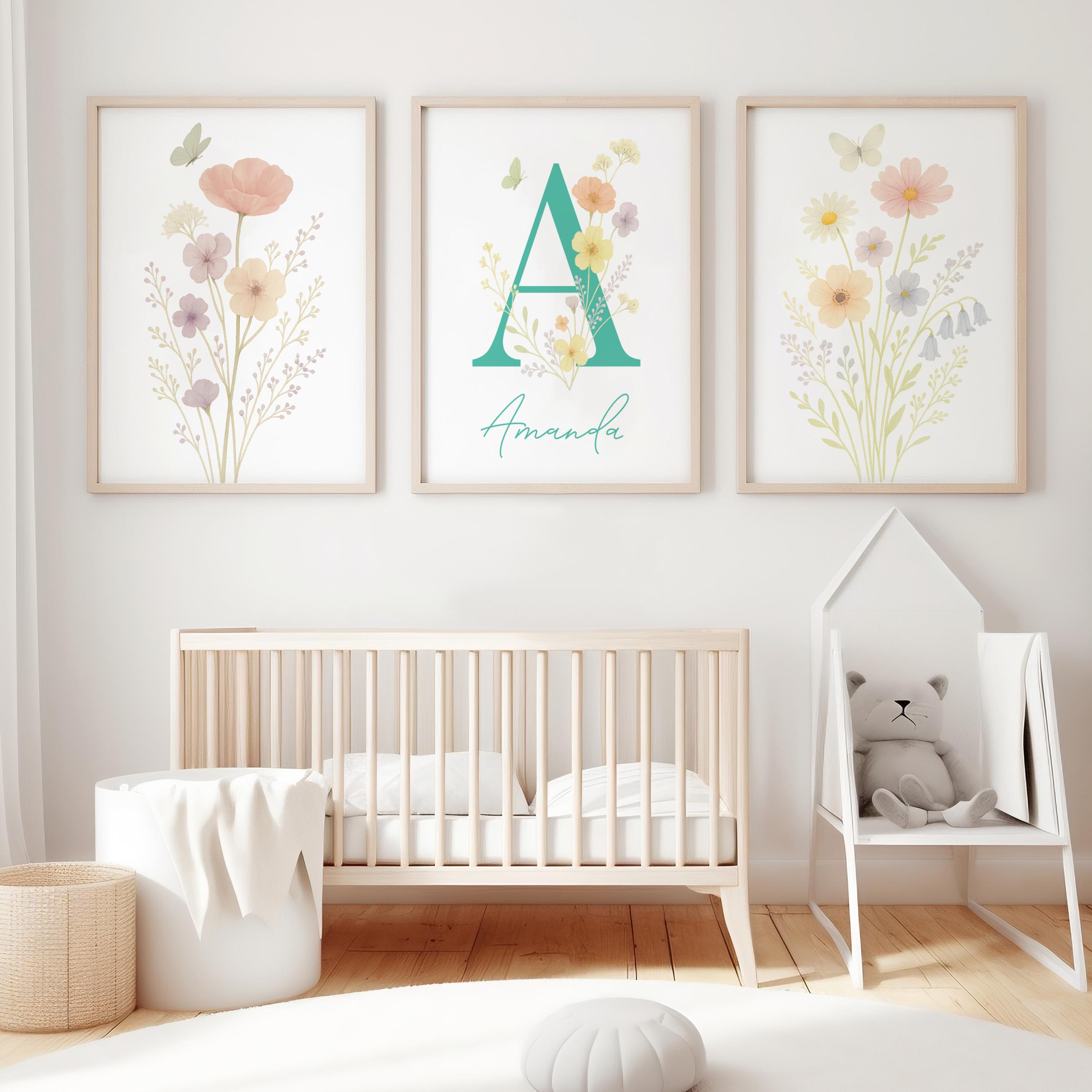 Custom Wildflower Nursery Wall Art Print | Floral Nursery Wall Art ...
