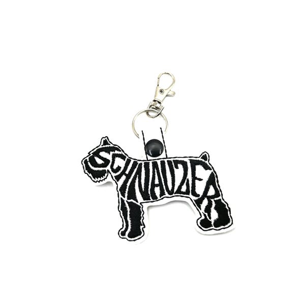 Porte-clés Schnauzer - Breloque à bouton-pression brodé