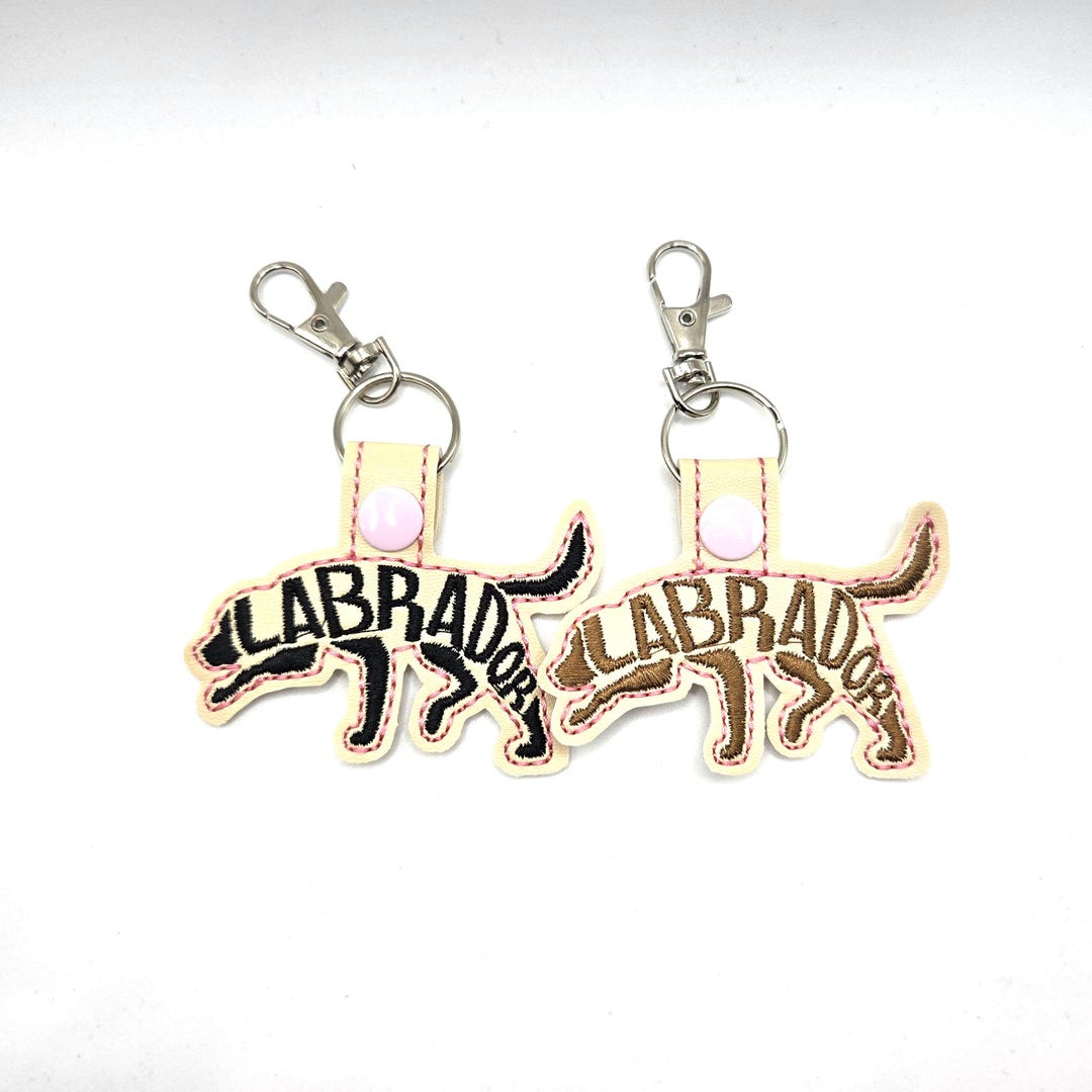 Embroidered Labrador Retriever Keychain Tab | Black, Chocolate, Yellow ...