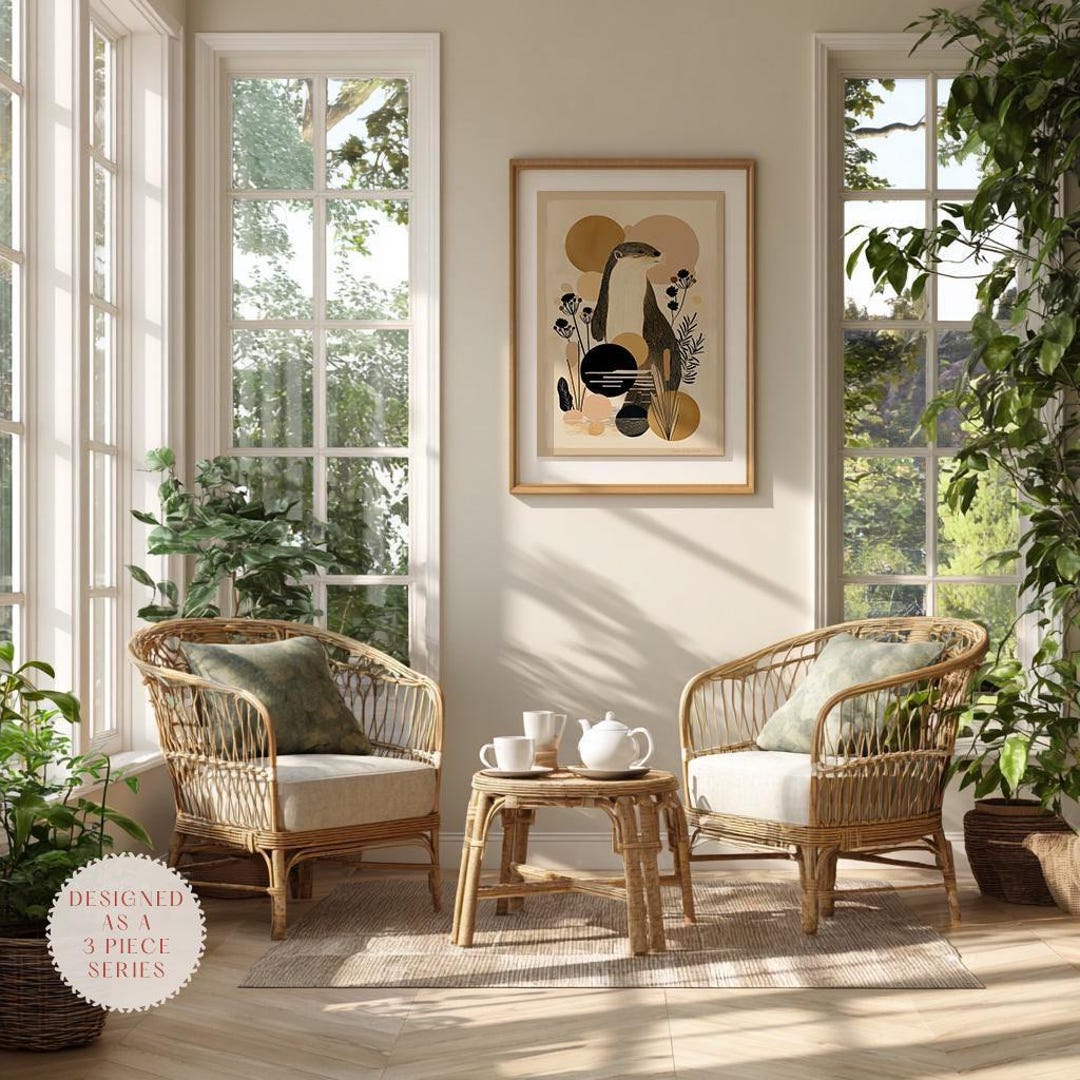 otter-artwork-wabi-sabi-neutral-decor-modern-home-wall-art-etsy