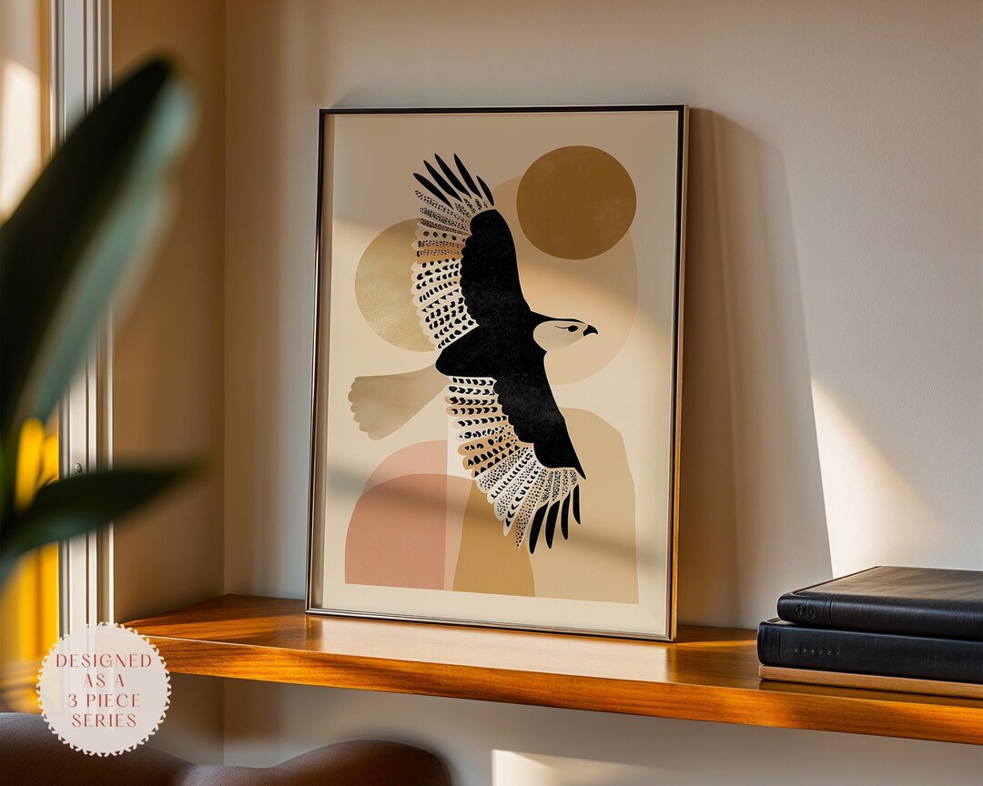 Abstract Hawk Wall Art – Japandi Neutral Animal Poster – Contemporary ...