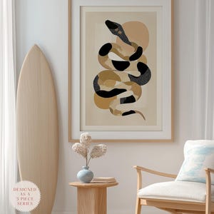 Python Wall Art Print – Neutral Boho Animal Decor – Mid Century Modern Nursery Poster