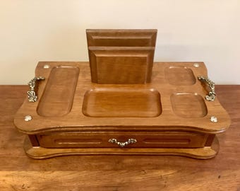 Vintage Mens Wood Dresser Valet Organizer: Made in Taiwan