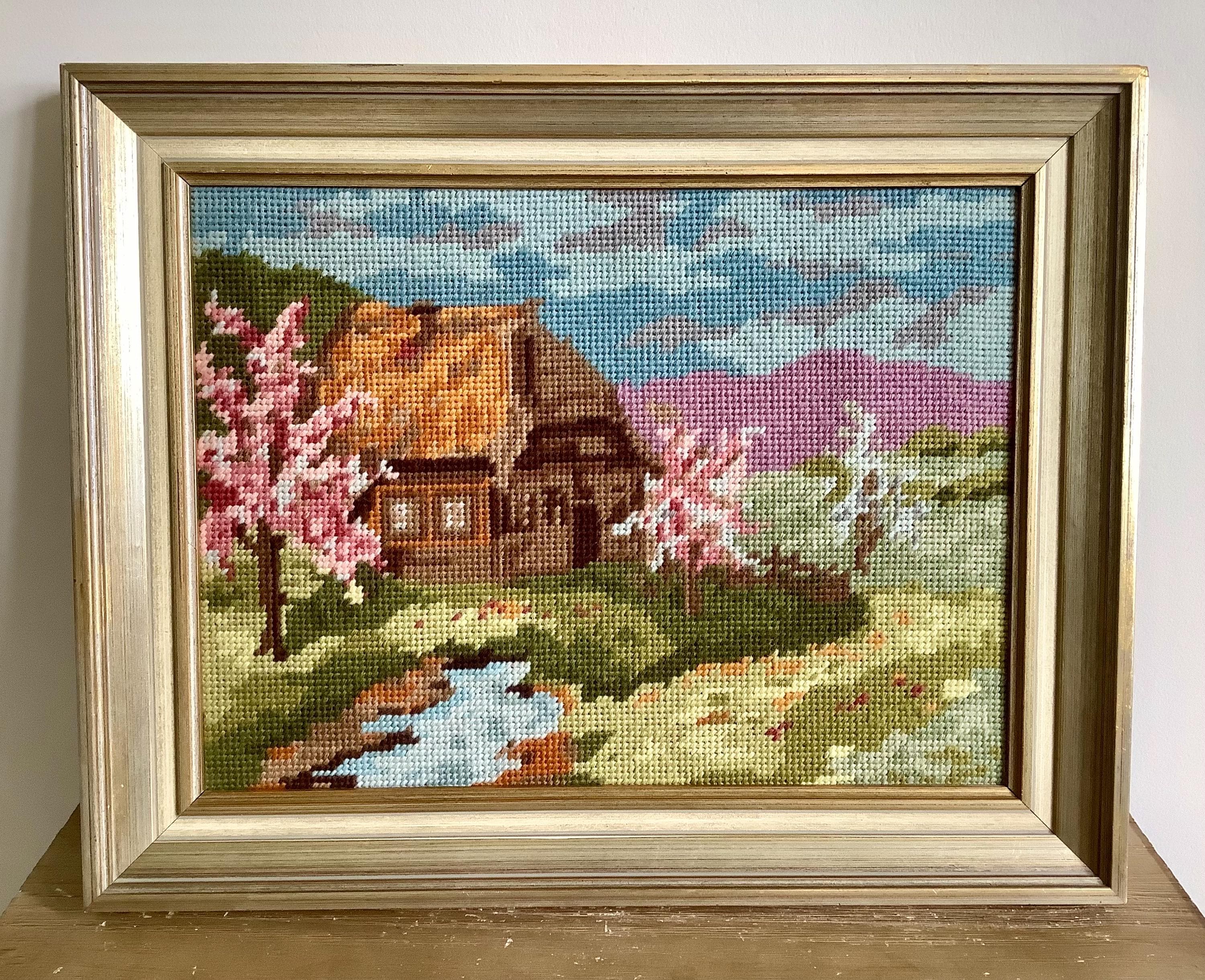 ヨーロッパアート　額縁セット　NEEDLEPOINT Vintage Vintage Needlepoint - Etsy Canada