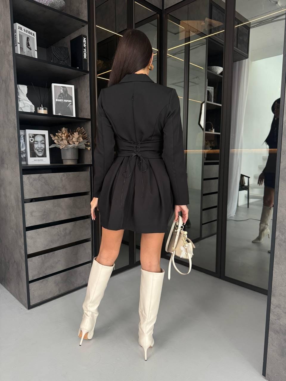 Elegant Corset Mini Dress  Long Sleeve Bodycon Dress With Belt, Chic  Tailored Fit, Brown, Red, Black, White, Clothing Gift for Her, Wife - Etsy