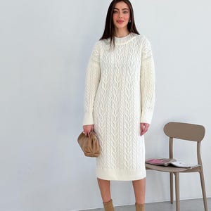 Scandinavian Chic Knit Dress –Minimalist Warm Sweater Dress for Winter |Soft Wool Blend Casual Outfit with Timeless Design Gift Idea for Mom