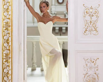 Corset Dress for Women, 2 Piece Chiffon Skirt Set,  Bridal Shower Dress, Wedding Guest Dress, Prom, Cocktail Dress, Modern Gift For Her