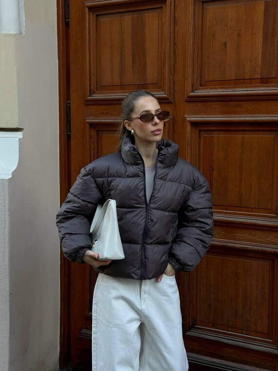 Damen Eco Daunen Jacke, warme leichte Steppjacke, übergroße