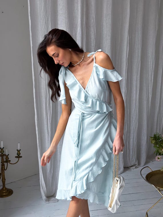 flowy off the shoulder dress Diufon Womens Chiffon Dresses Puff Long Sleeve Solid Color Lace-Up Waist Dress 44 (112 cm Linen Off Shoulder Dress -