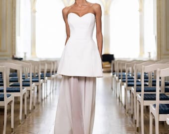 Corset Dress for Women, 2 Piece Chiffon Skirt Set,  Bridal Shower Dress, Wedding Guest Dress, Prom, Cocktail Dress, Modern Gift For Her