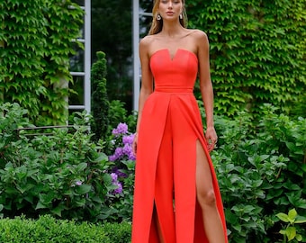 Formal Jumpsuit Women Black, Red or Blue, Elegant Corset Jumpsuit Wide Leg Pants, Wedding Guest Outfit, Evening Party Outfit, Clothing Gift