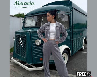 Chándal de terciopelo de 2 piezas para mujer: conjunto deportivo con chaqueta con cremallera y pantalón de cintura alta, ropa de estar cómoda estilo Y2K, ideal como regalo para ella, hermana o amiga.