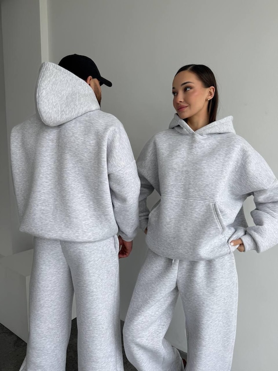 Unisex Oversized Tracksuit Set for Couples, Luxury Warm Hoodie