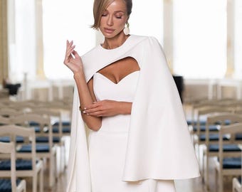 Capa elegante para mujer, capa llamativa para los hombros, capa de boda, capa formal de noche, prenda minimalista para cubrirse, regalo para ella.