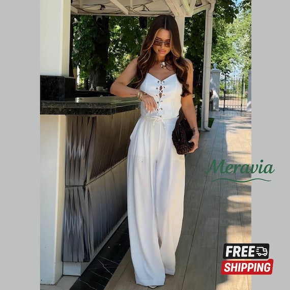 Linen Textured Women's Two-Piece Set