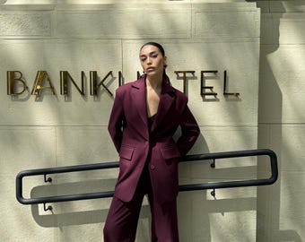 Oversized Tailored Suit Set Women, Wide Leg Pants Suit, Minimal Luxury Blazer Set, Elegant Two Piece Outfit, Capsule Wardrobe, Clothing Gift