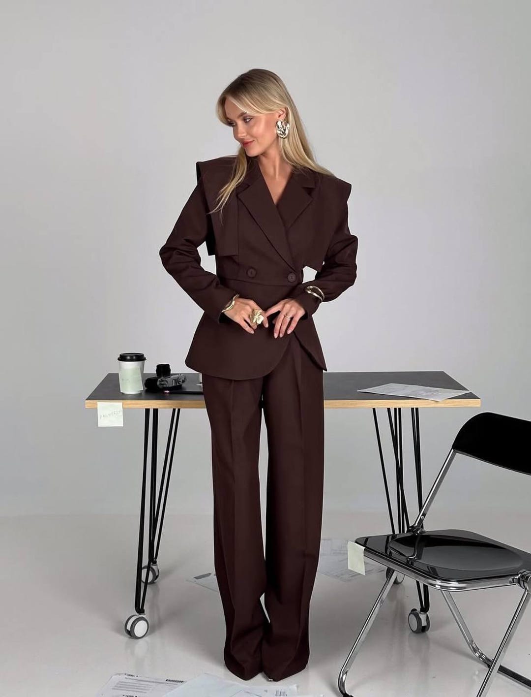 2-piece Women's Tailored Pantsuit, Elegant Business Formal Suit
