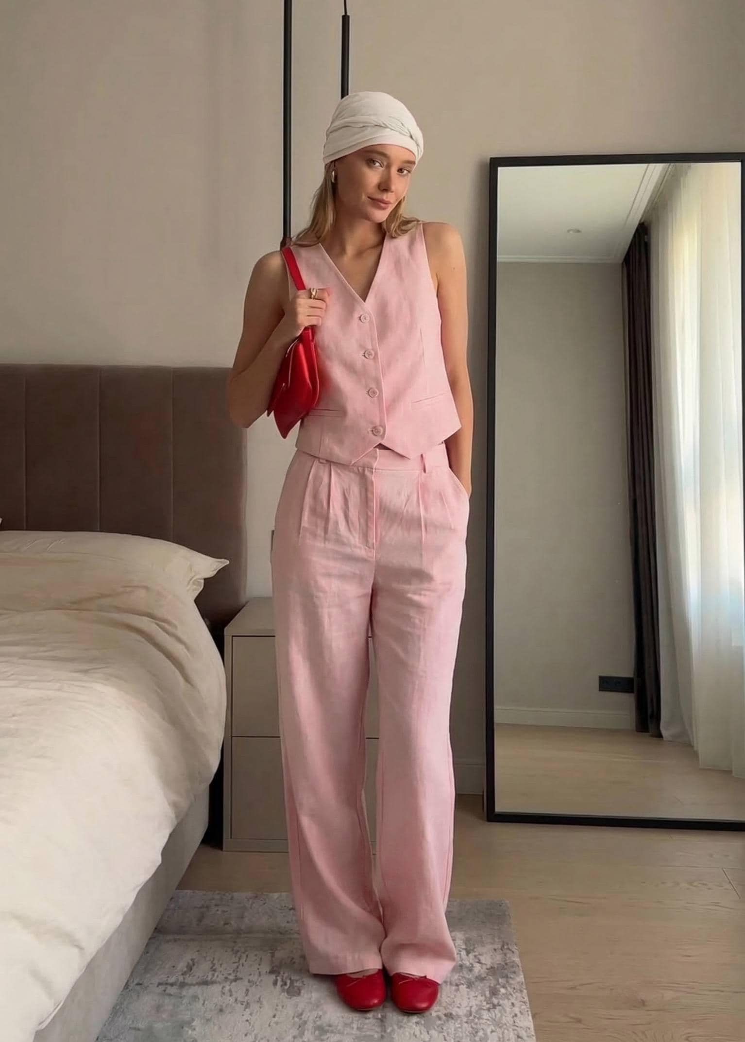 Linen Vest and Pants Suit Women, Summer Linen Suit Set, Wide Leg Pants Outfit, Minimal Two Piece Set, Vacation Outfit, Clothing Gift For Her