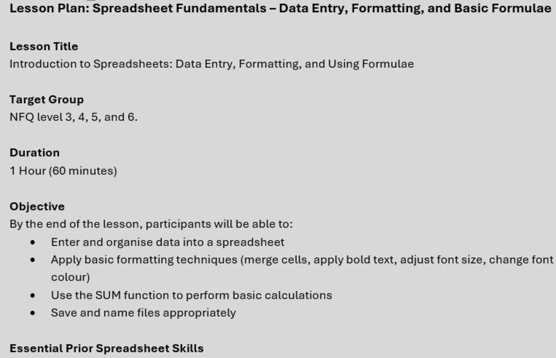 Lesson Plan Option for Excel Spreadsheet Worksheet | Digital Classroom ...