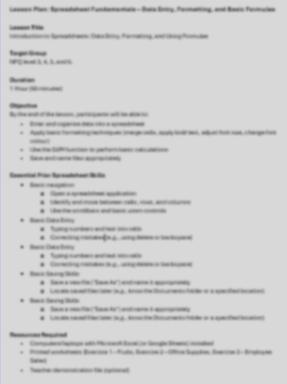 Lesson Plan Option for Excel Spreadsheet Worksheet | Digital Classroom ...