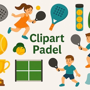 Paddeltennis Clipart Pack – Rackets, ballen en spelers – PNG Digitaal