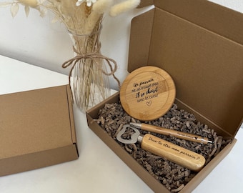 Coffret Demande de Parrain Personnalisé – Cadeau Original Futur Parrain – Sous-verre, Décapsuleur et Accessoire Parrain d’Amour