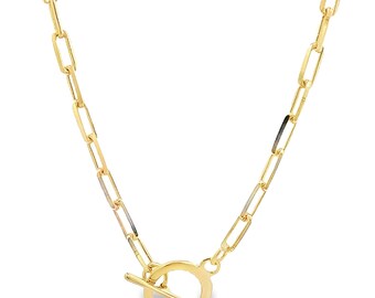4mm Paperclip Toggle Clasp Chain | Thin Paper Clip Link Chain | Toggle Clasp Paperclip Necklace | Wholesale Jewelry (H117)