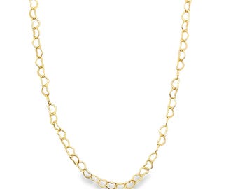 Collar de cadena de eslabones con forma de corazón bañado en oro de 18 quilates: joyería romántica y femenina