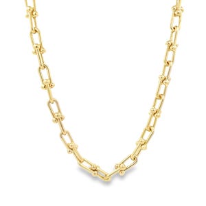 8 mm Perlen-Gliederkette | U Perle Gliederkette | Federverschluss Halskette | Perlen Büroklammer Gliederkette | Großhandel Schmuck (F285)