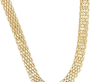 Amar Collana Uomo Oro 14kt Su Argento 925 - Maglia Bizantina 55 Cm, Larghezza 4,5 Mm, Gioielli Di Qualità Italiana