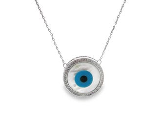 Gold Filled Evil Eye Necklace: Cubic Zirconia Protection Pendant