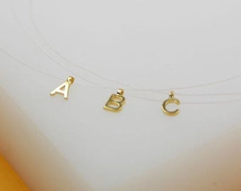 Simple String Initial Letter Charm Choker | Minimalist Initial Necklace | Dainty Letter Charm Choker | Wholesale Jewelry (H159)