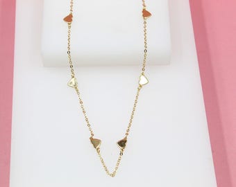 Gold Filled Enamel Heart Rolo Chain Necklace - 20 Inch