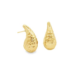 Boucles d'oreilles légères martelées en forme de larme | Pendants d'oreilles martelés | Pendentifs légers en forme de larme | Bijoux en gros (L500)