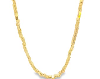 18K Gold Filled Cube Link Chain Necklace: Chunky Geometric Jewelry