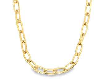 7mm Diamond Cut Paper Clip Chain | Thick Diamond Cut Paperclip Necklace | Chunky Oval Clip Link Chain Necklace | Wholesale Jewelry (F191)